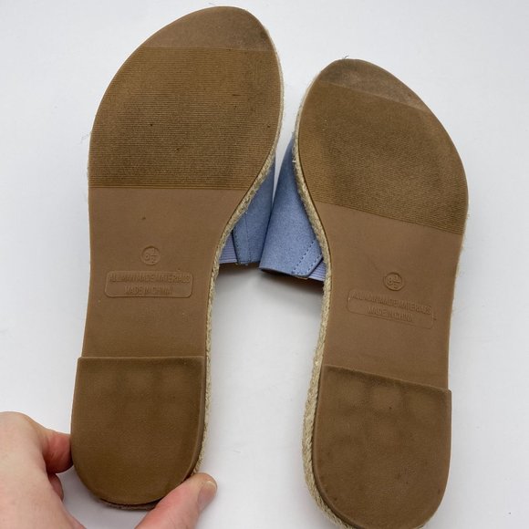Lulus slip on sandals size 8.5 slides light blue flats summer cruise beach - Picture 5 of 7